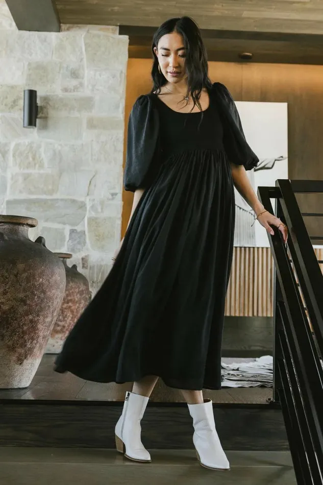 Juliet Puff Sleeve Dress In Black Black Women Bohme Dresses