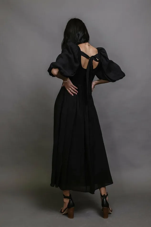 Juliet Puff Sleeve Dress In Black Black Women Bohme Dresses