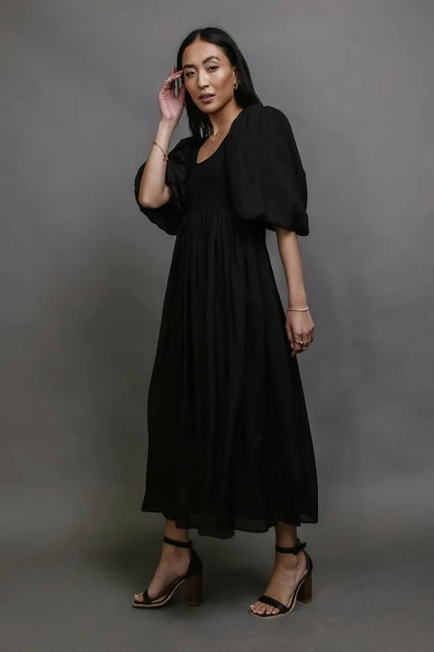 Juliet Puff Sleeve Dress In Black Black Women Bohme Dresses