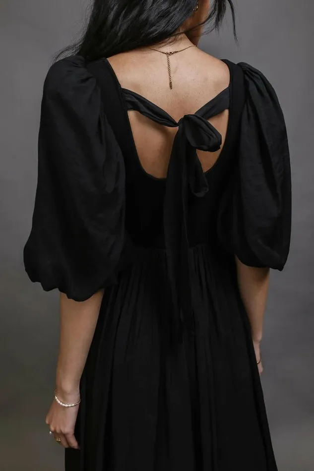 Juliet Puff Sleeve Dress In Black Black Women Bohme Dresses