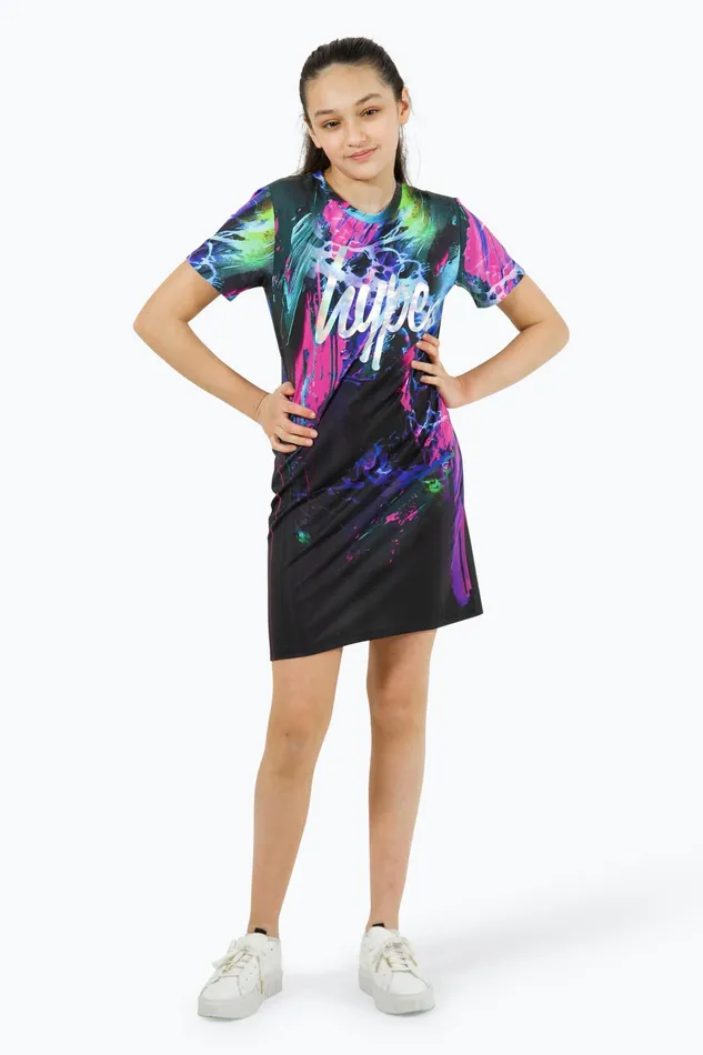 Just Hype Dresses Hype Girls Multi Dark Smudge TShirt Dress
