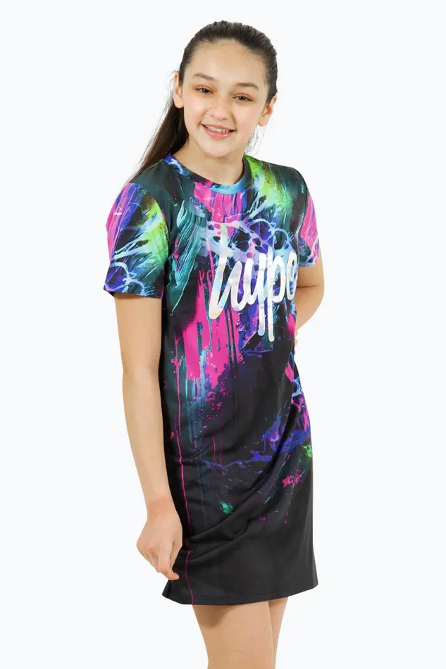 Just Hype Dresses Hype Girls Multi Dark Smudge TShirt Dress