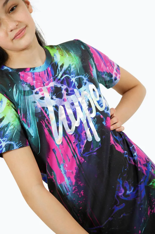 Just Hype Dresses Hype Girls Multi Dark Smudge TShirt Dress