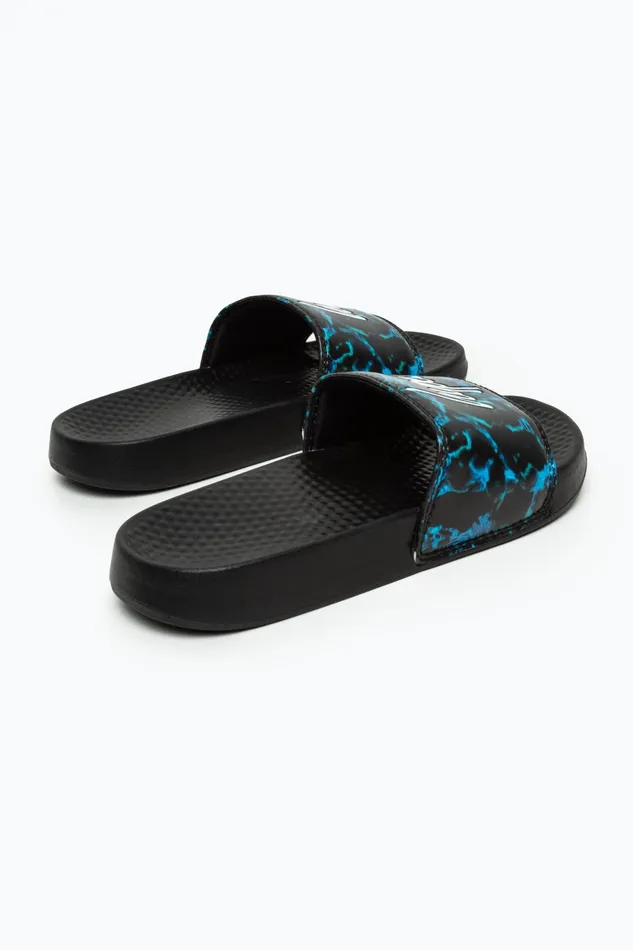 Just Hype Footwear Hype Kids Unisex Blue Pool Fade Script Sliders