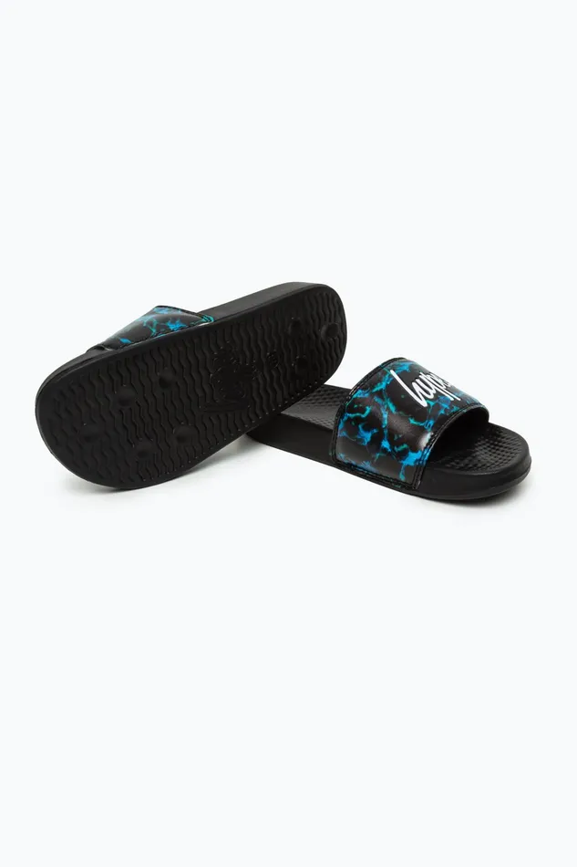 Just Hype Footwear Hype Kids Unisex Blue Pool Fade Script Sliders