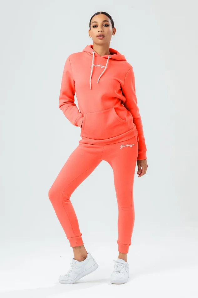 Just Hype Hoodies and Sweatshirts Hype Womens Coral Scribble Hoodie