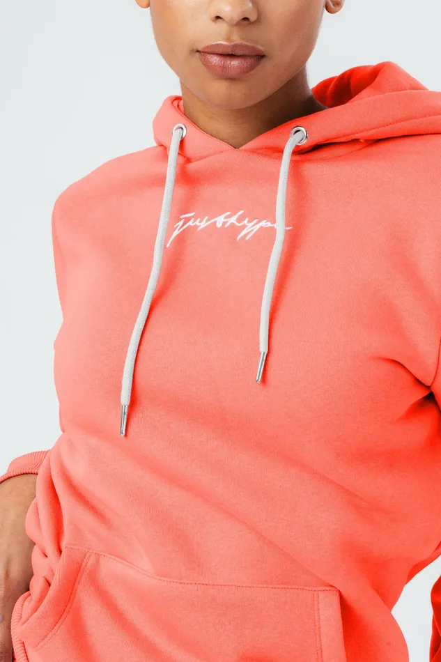 Just Hype Hoodies and Sweatshirts Hype Womens Coral Scribble Hoodie