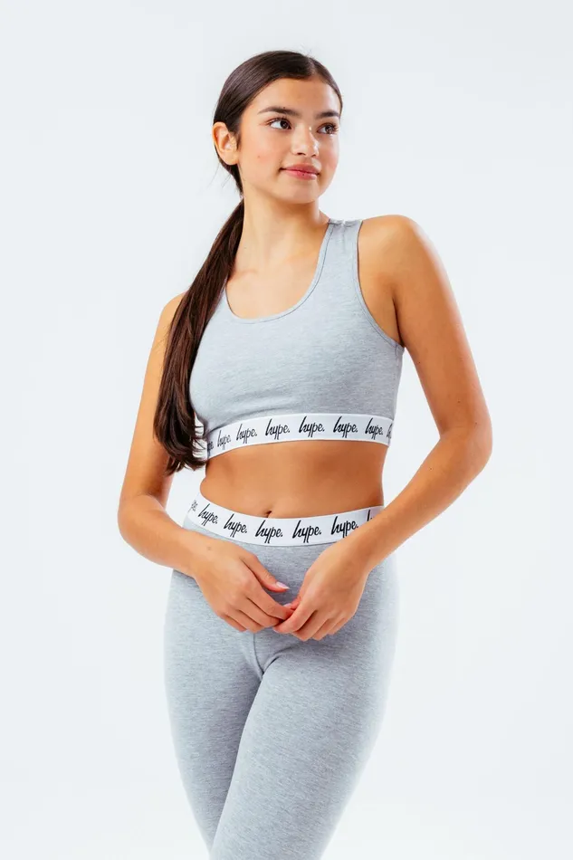 Just Hype Leggings and Bralettes Hype Girls Grey Marl Core Bralet