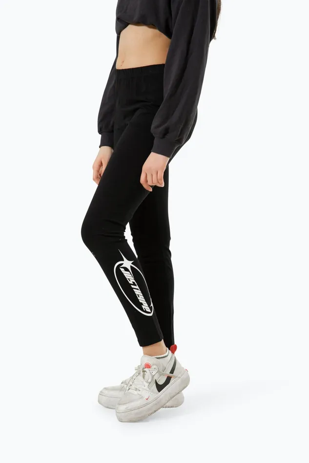 Just Hype Leggings and Bralettes Hype Kids Black Y2K Logo Leggings