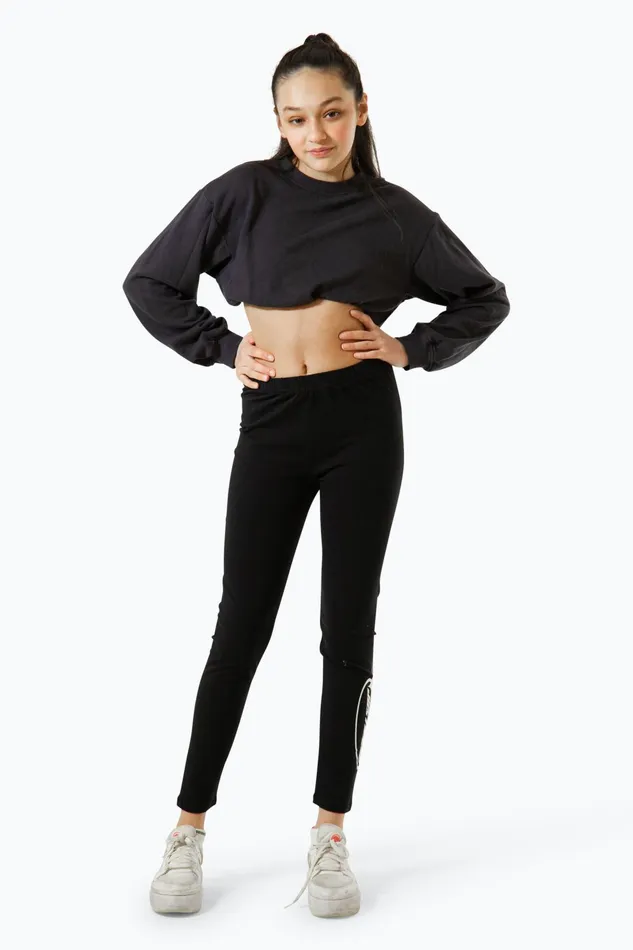 Just Hype Leggings and Bralettes Hype Kids Black Y2K Logo Leggings