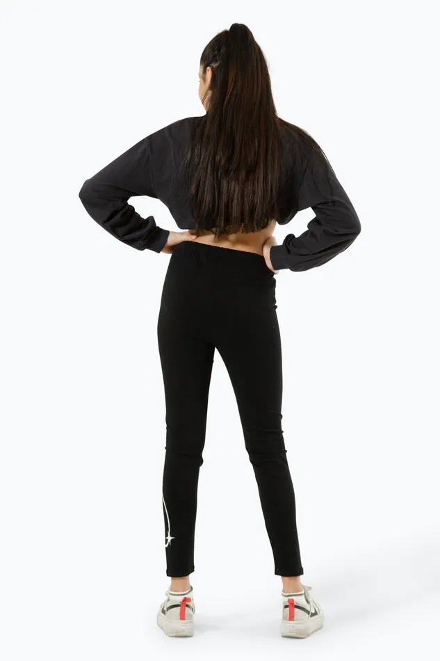 Just Hype Leggings and Bralettes Hype Kids Black Y2K Logo Leggings