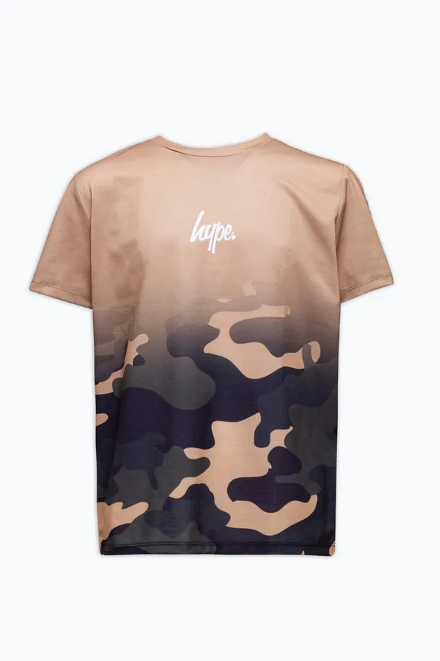 Just Hype TShirts and Vests Hype Boys Beige Sand Camo Mini Script TShirt