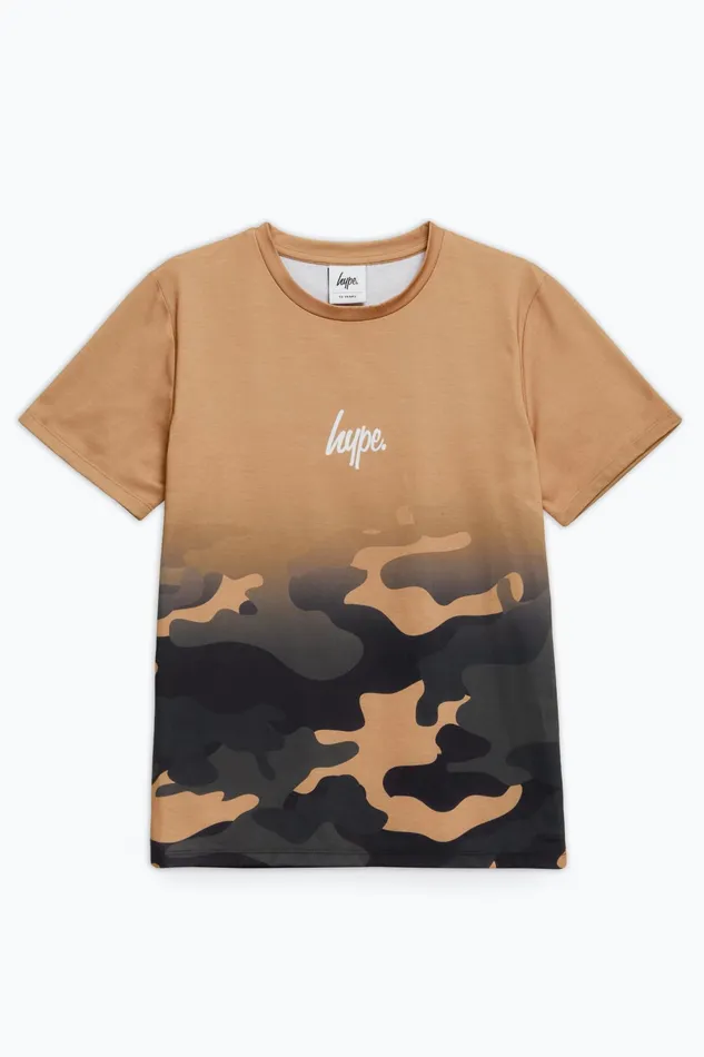 Just Hype TShirts and Vests Hype Boys Beige Sand Camo Mini Script TShirt