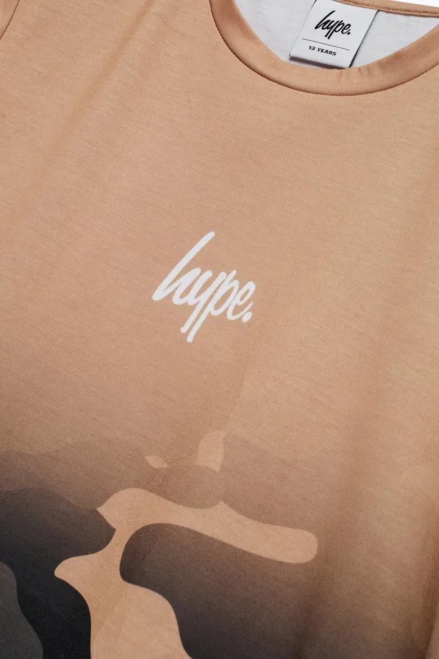 Just Hype TShirts and Vests Hype Boys Beige Sand Camo Mini Script TShirt