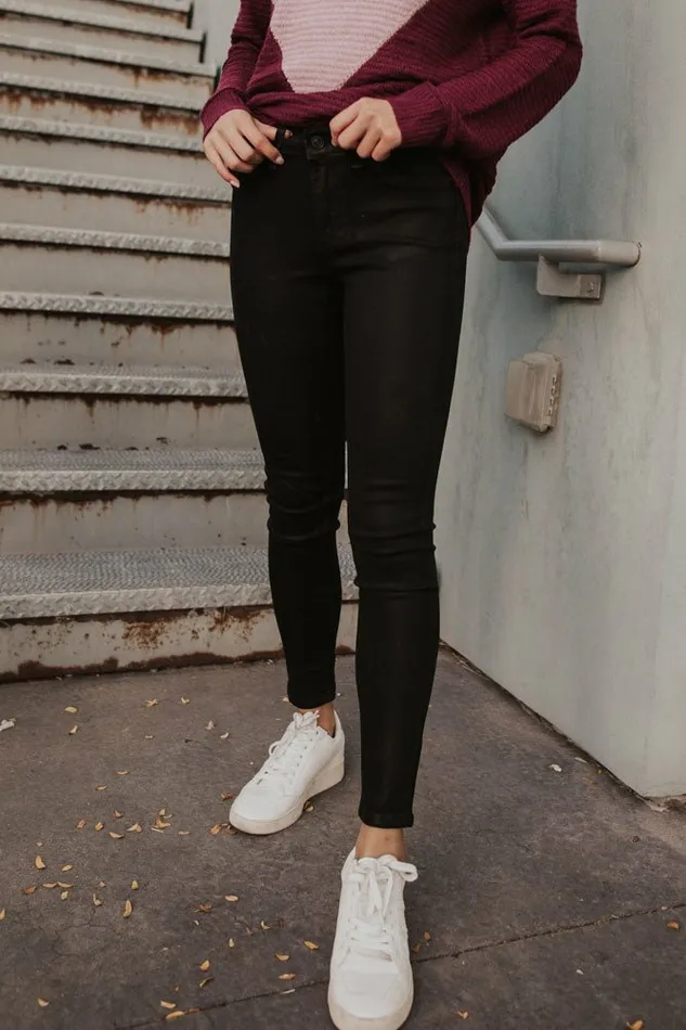 KanCan Wax Coated Denim 8211 FINAL SALE Black Women Bohme Denim