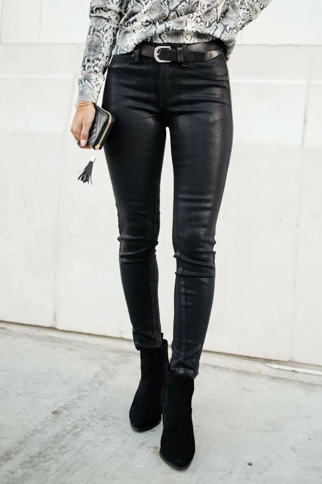 KanCan Wax Coated Denim 8211 FINAL SALE Black Women Bohme Denim
