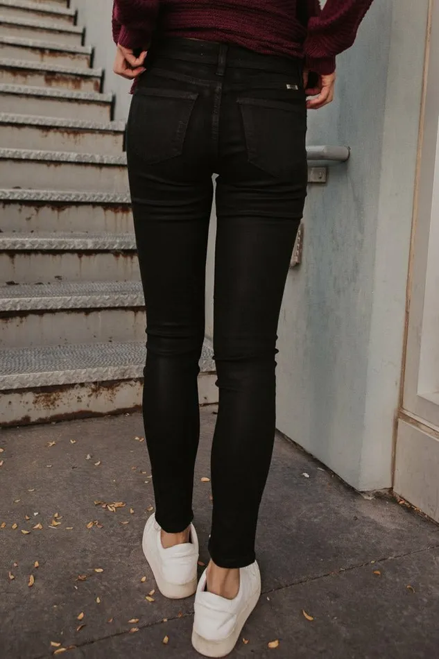 KanCan Wax Coated Denim 8211 FINAL SALE Black Women Bohme Denim