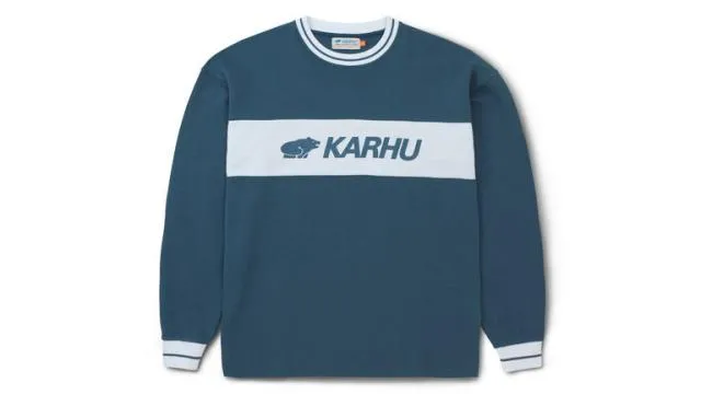 Karhu Blocked Logo Sweatshirt Blue Wing Teal White Men Sweatshirts
