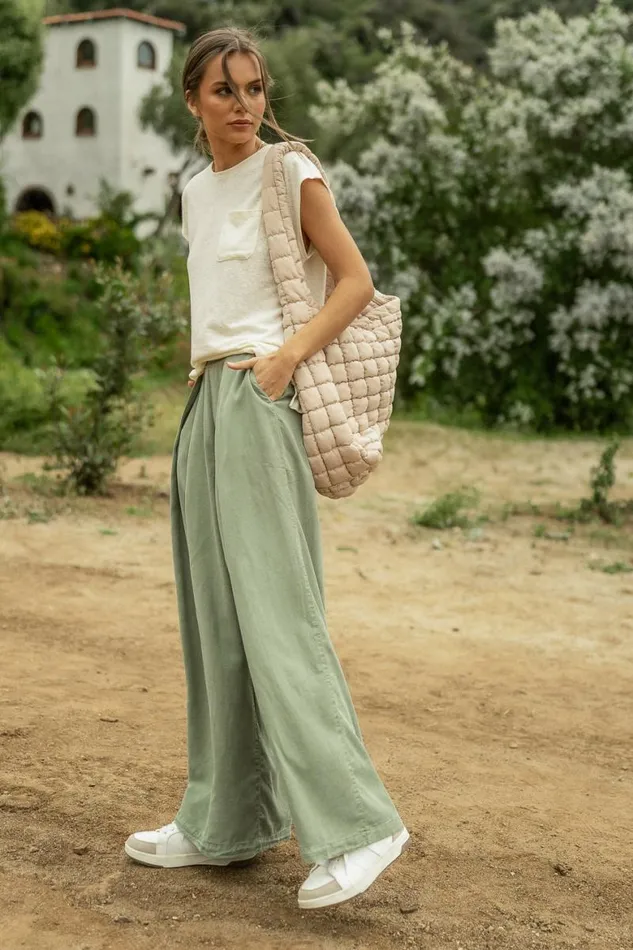 Katie Wide Leg Tencel Pants In Sage Sage Women Bohme Pants