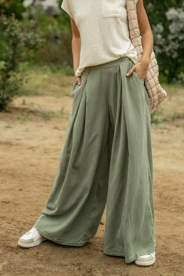 Katie Wide Leg Tencel Pants In Sage Sage Women Bohme Pants