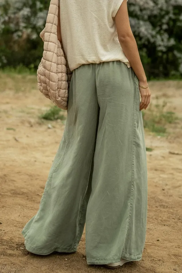 Katie Wide Leg Tencel Pants In Sage Sage Women Bohme Pants
