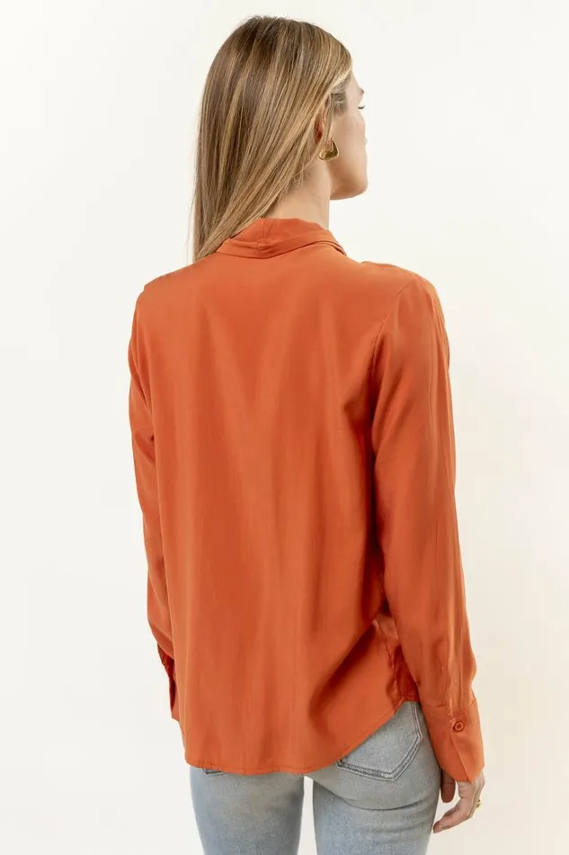 Kayla Tie Front Top In Orange 8211 FINAL SALE Orange Women Bohme Tops