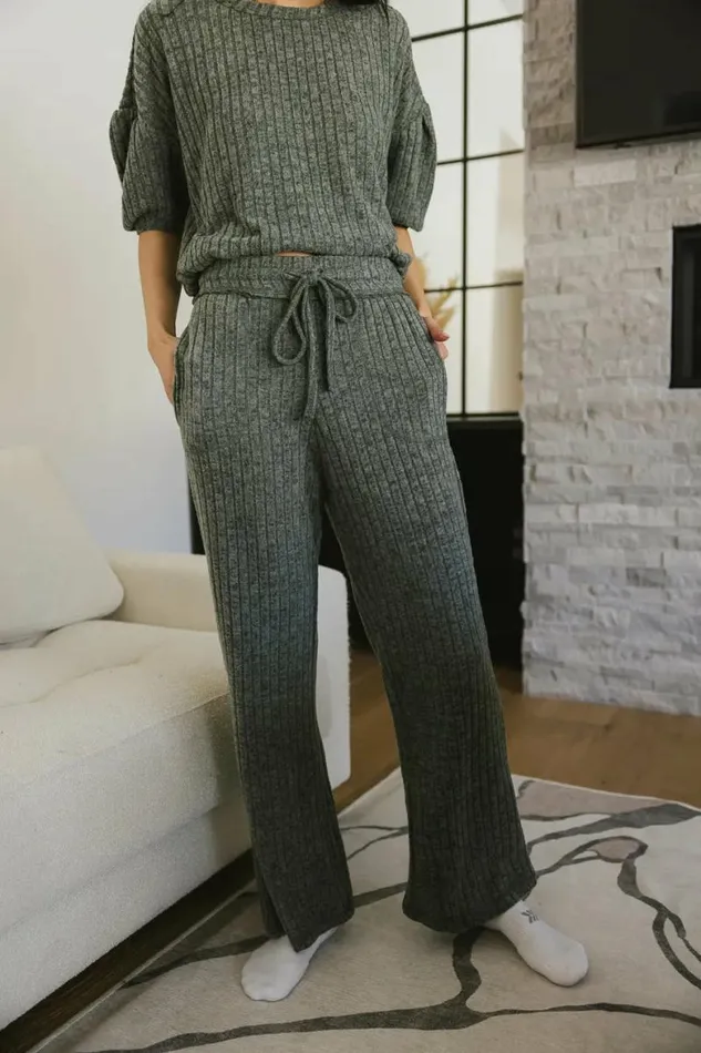 Keiko Ribbed Pants In Green Green Women Bohme Sets