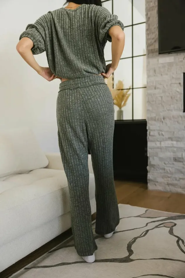 Keiko Ribbed Pants In Green Green Women Bohme Sets