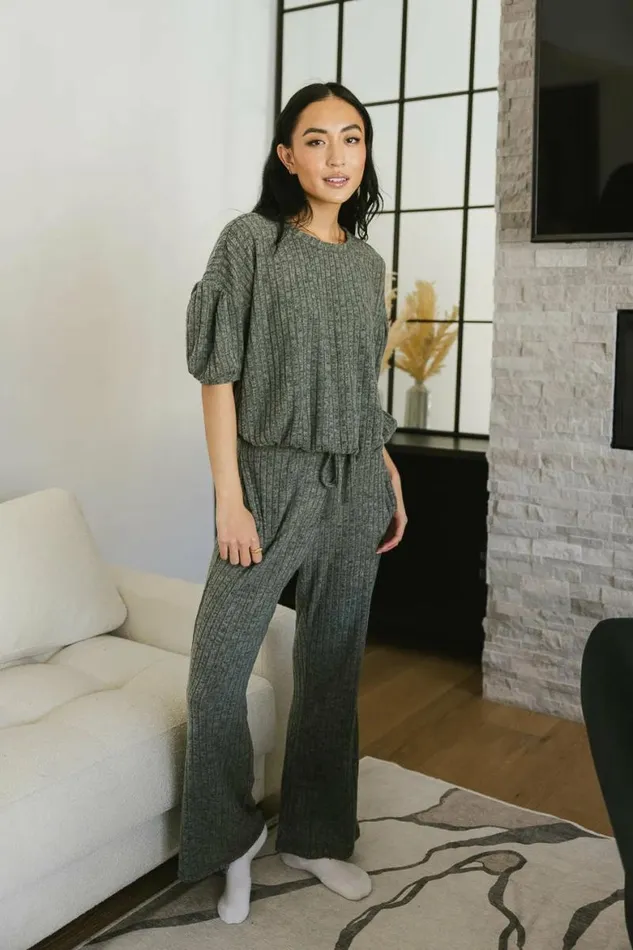 Keiko Ribbed Pants In Green Green Women Bohme Sets