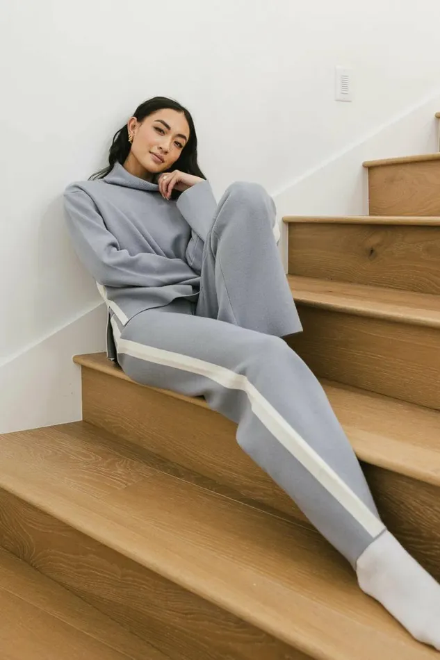 Kiara Knit Sweater In Blue Blue Women Bohme Sets