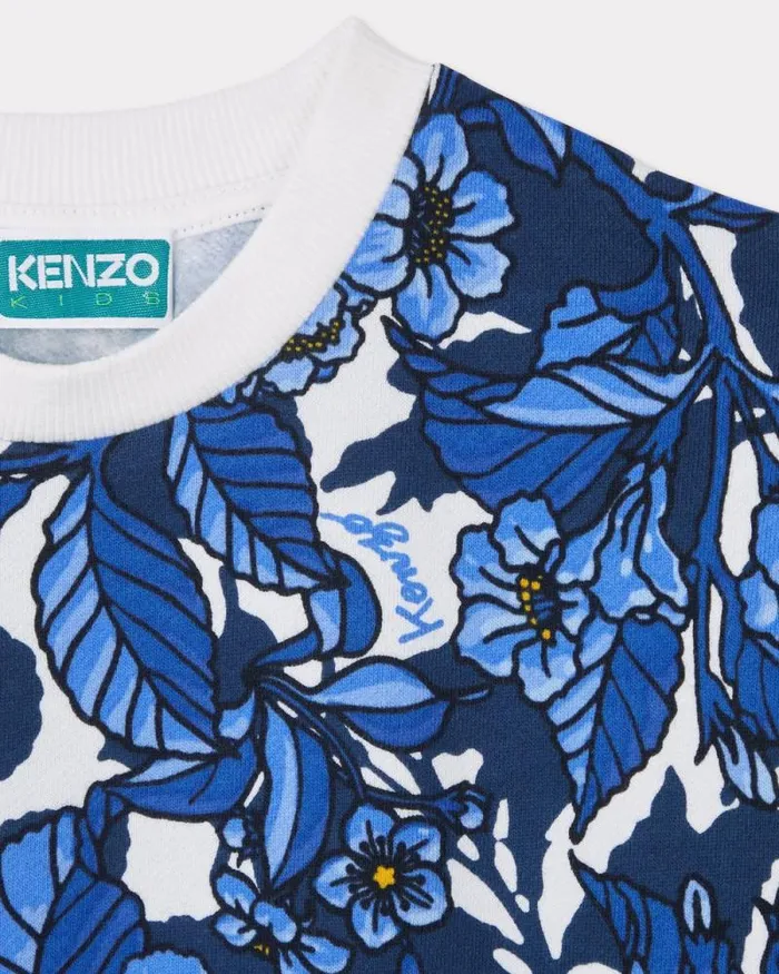 Kids 039Blue Jungle039 Cotton Sweatshirt Navy Blue Kenzo Tshirts And Sweatshirts