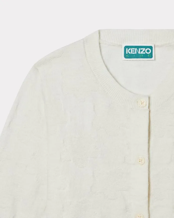 Kids 039Boke Flower039 Cotton And Wool Cardigan Off White Kenzo Tshirts And Sweatshirts