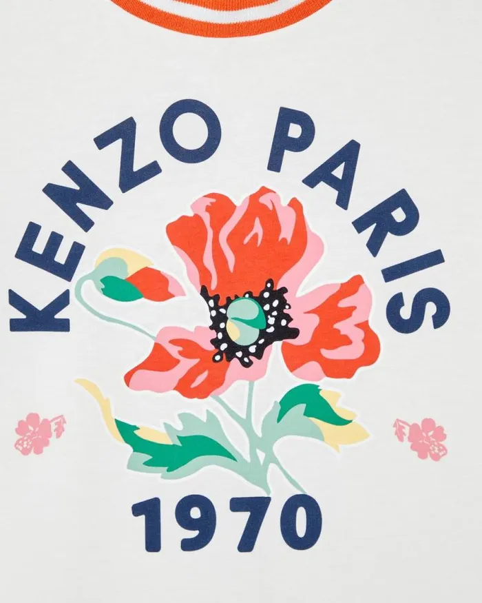 Kids 039KENZO Tour039 Cotton Tshirt Off White Kenzo Tshirts And Sweatshirts