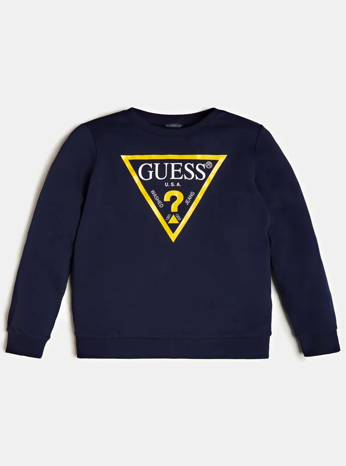 Kids Big Boy GUESS Deck Blue Long Sleeve Fleece Pullover Top 716