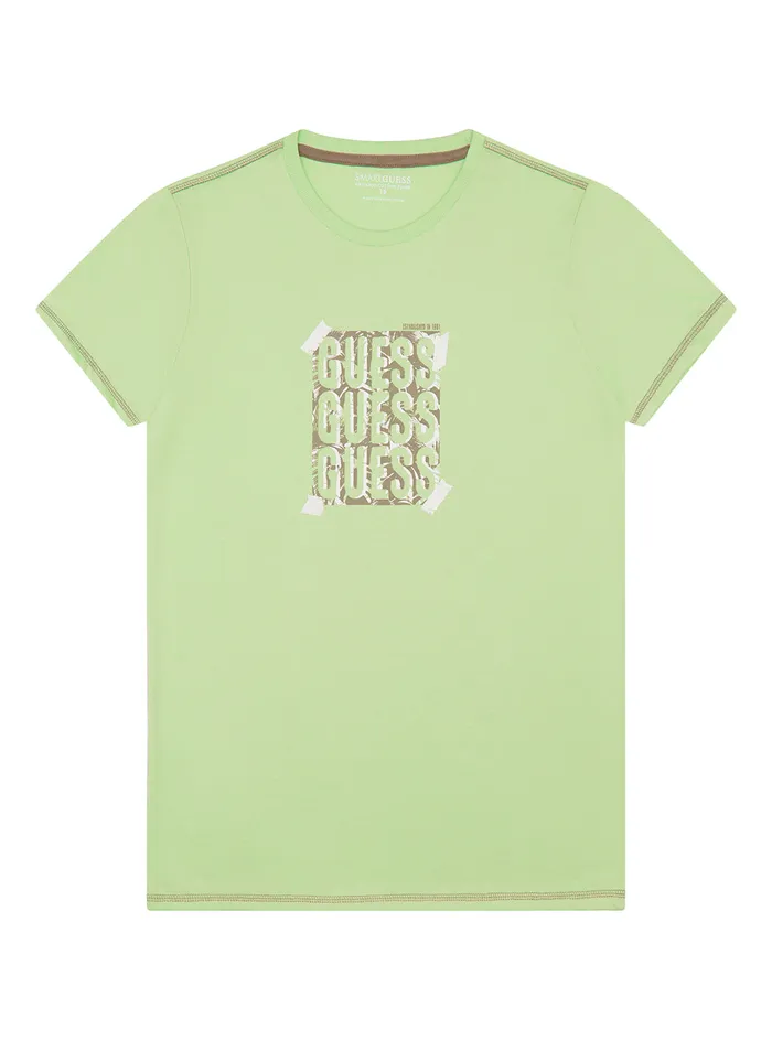 Kids Big Boy GUESS Green Spring Logo Tshirt 716