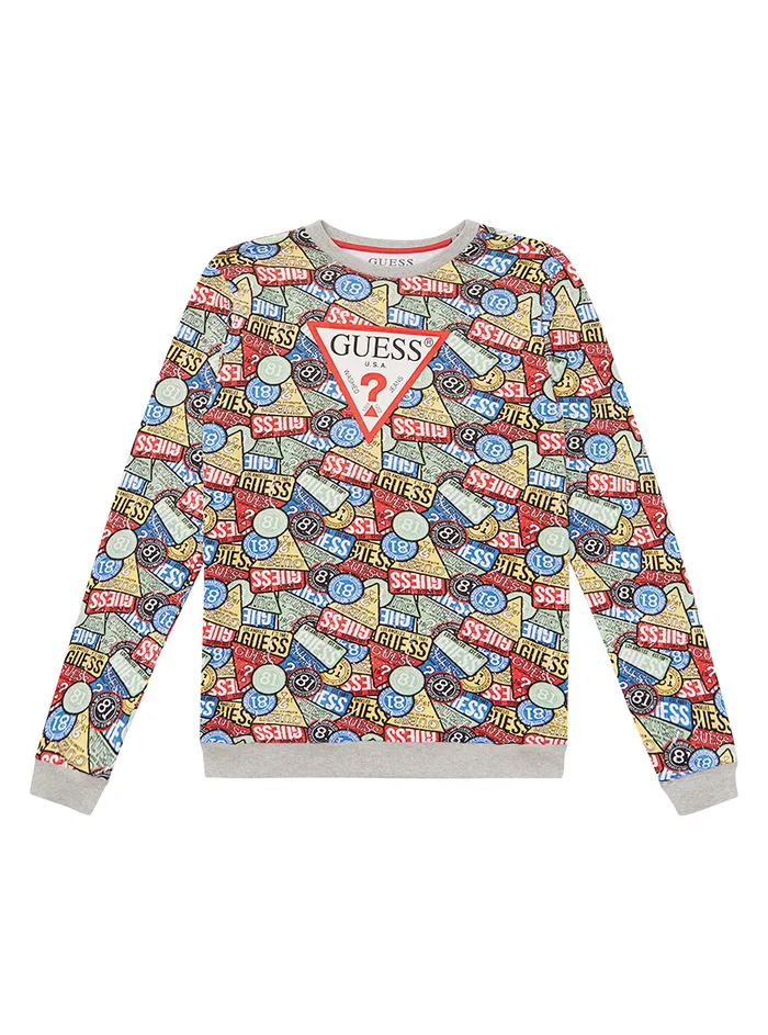 Kids Big Boy GUESS Patches Print Active Logo Tshirt 716