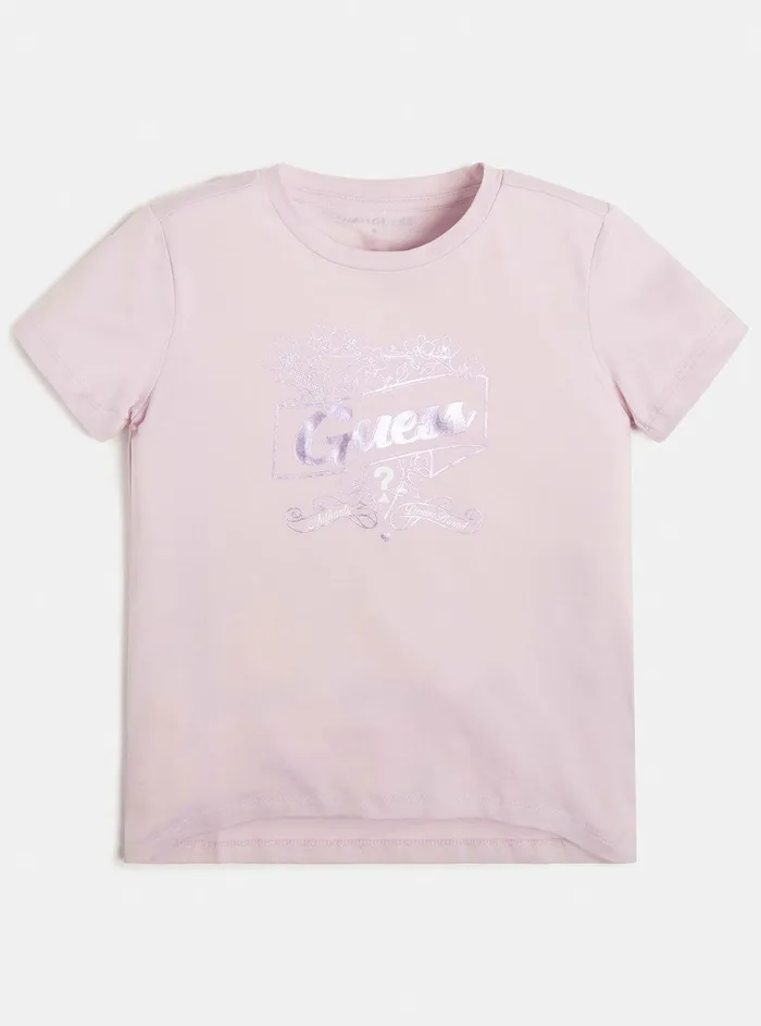 Kids Big Girl GUESS Lilac Metallic Logo Tshirt 716