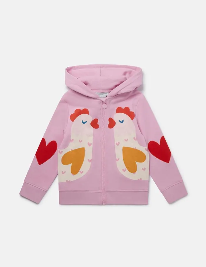 Kids Chicken Graphic Zipper Sweatshirt Pink Stella McCartney Sweaters and Cardigans