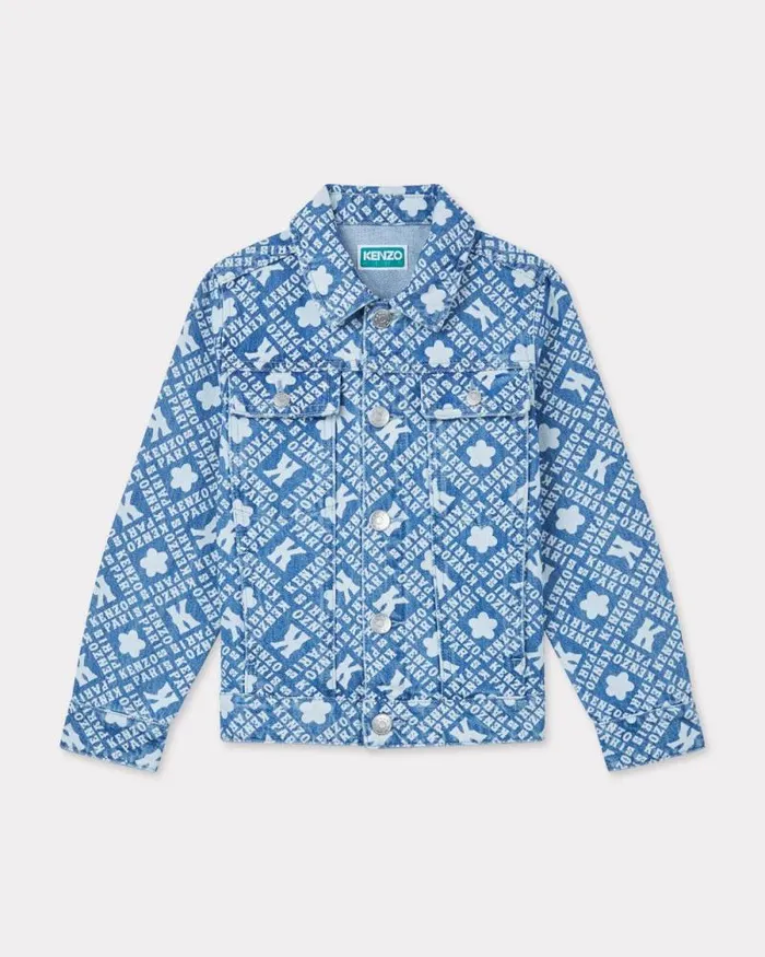 Kids Embroidered Denim Jacket Blue Kenzo Jackets And Coats