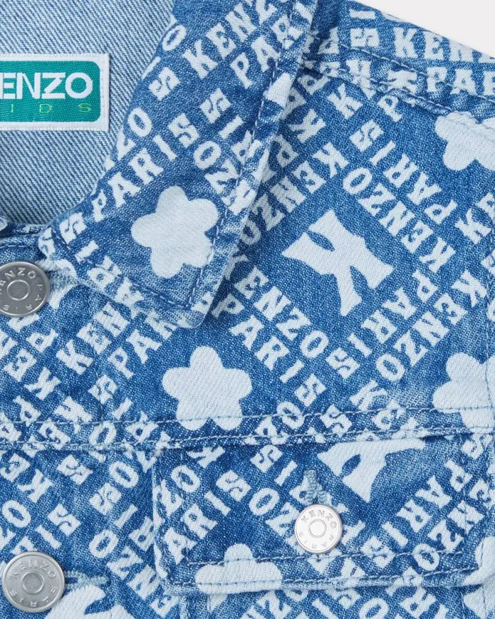 Kids Embroidered Denim Jacket Blue Kenzo Jackets And Coats