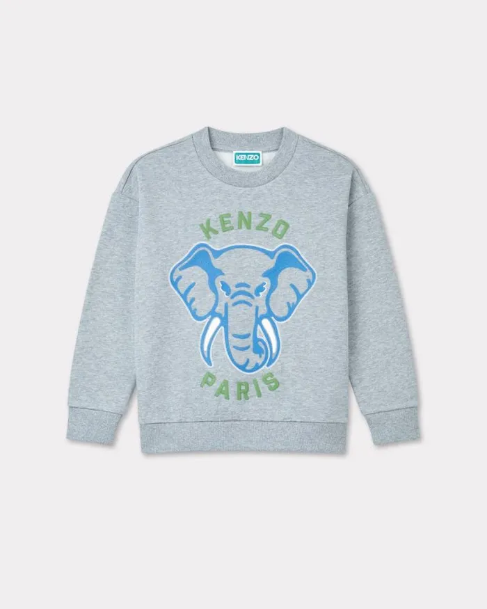 Kids Embroidered Fleece Sweatshirt Misty Grey Kenzo Tshirts And Sweatshirts