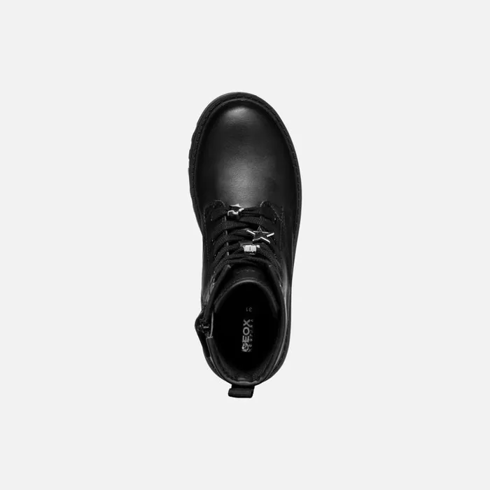 Kids Geox Ankle Boots CASEY GIRL BlackDark Silver Combat Boots Blackdark Silver