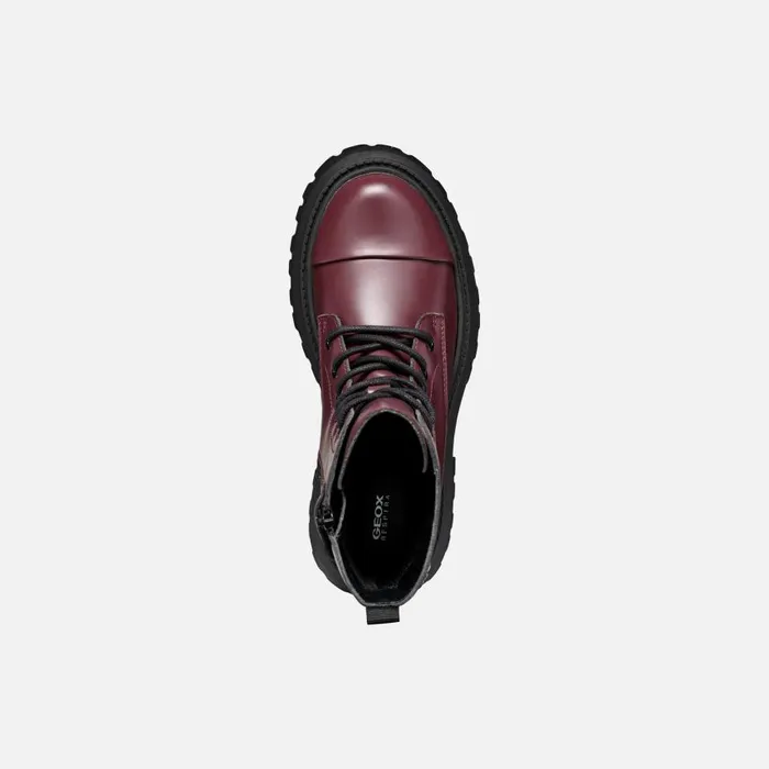 Kids Geox Ankle Boots MAQUINNENS GIRL Dark Burgundy Combat Boots Dark Burgundy
