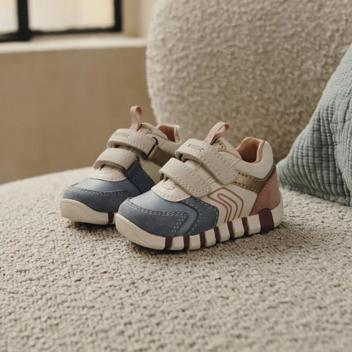 Kids Geox First Steps IUPIDOO BABY AvioPink Sneakers With Straps Aviopink