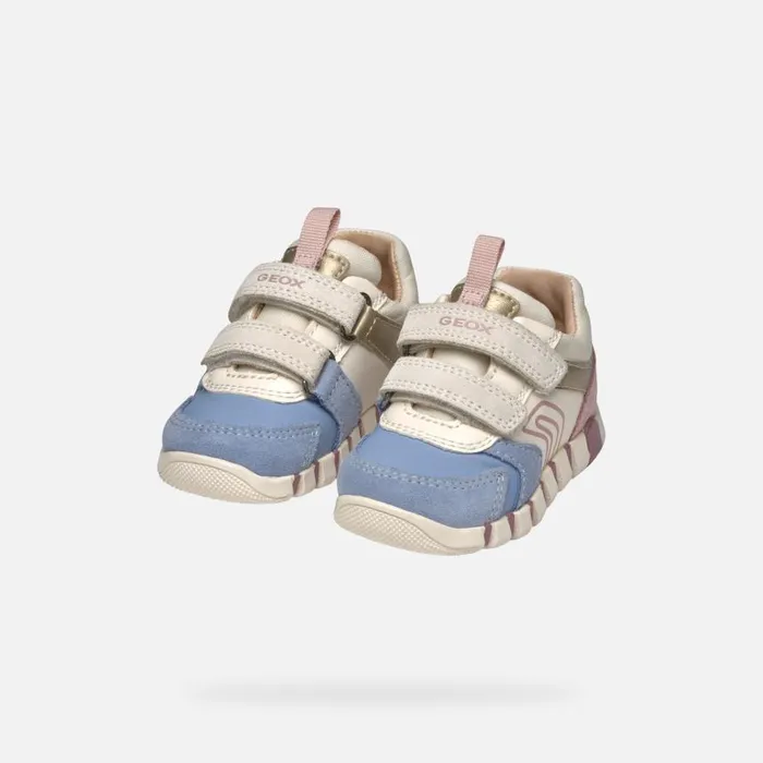 Kids Geox First Steps IUPIDOO BABY AvioPink Sneakers With Straps Aviopink