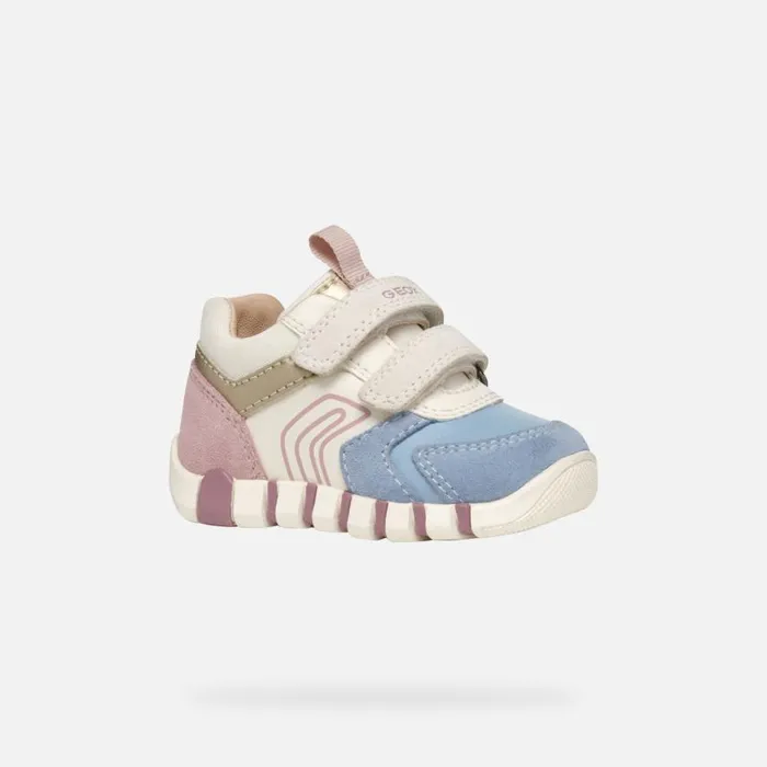 Kids Geox First Steps IUPIDOO BABY AvioPink Sneakers With Straps Aviopink