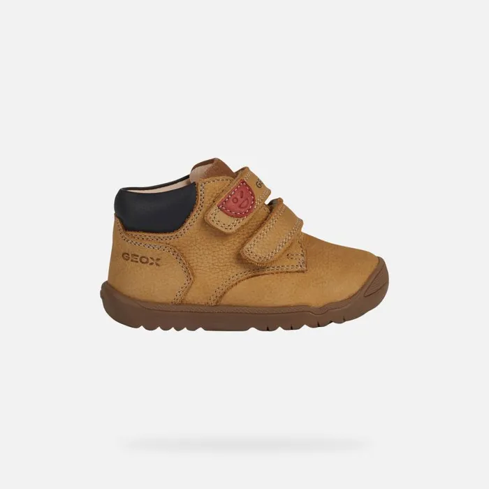 Kids Geox First Steps MACCHIA C Sneakers With Straps Biscuit Baby Geox Biscuit