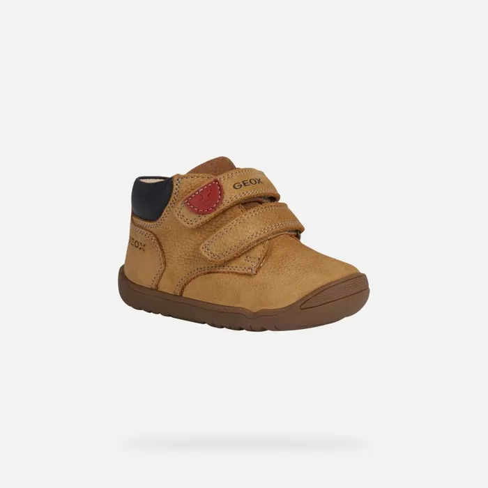 Kids Geox First Steps MACCHIA C Sneakers With Straps Biscuit Baby Geox Biscuit