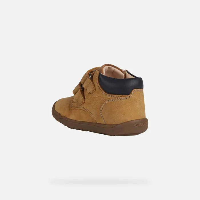 Kids Geox First Steps MACCHIA C Sneakers With Straps Biscuit Baby Geox Biscuit