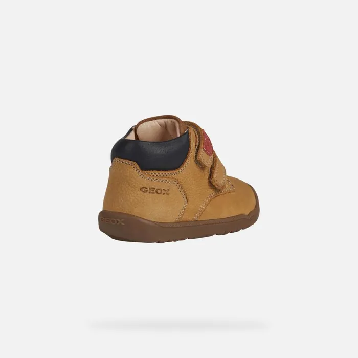 Kids Geox First Steps MACCHIA C Sneakers With Straps Biscuit Baby Geox Biscuit
